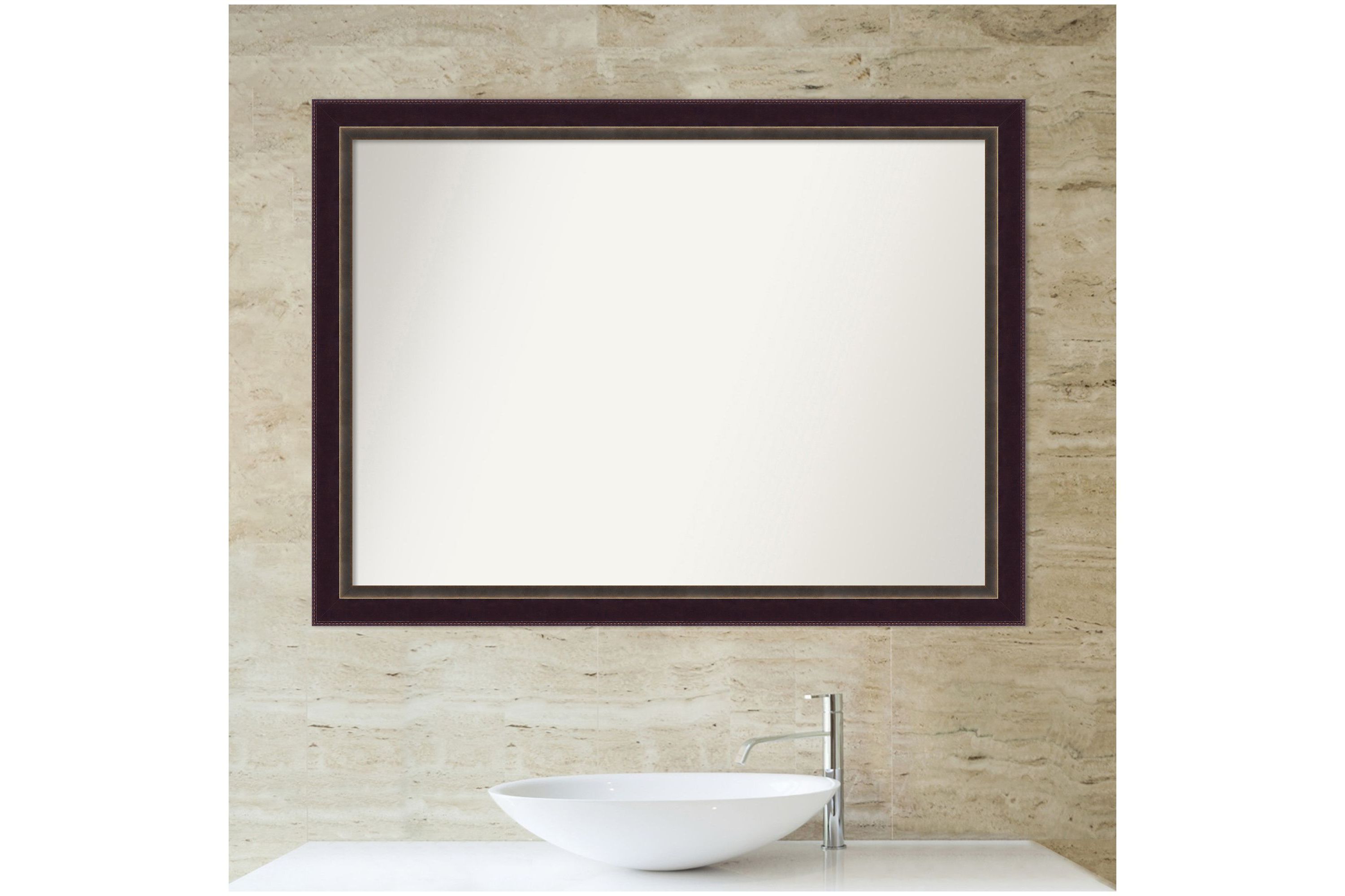 Signore Bronze Non-Beveled Wood Framed Bathroom Wall Mirror