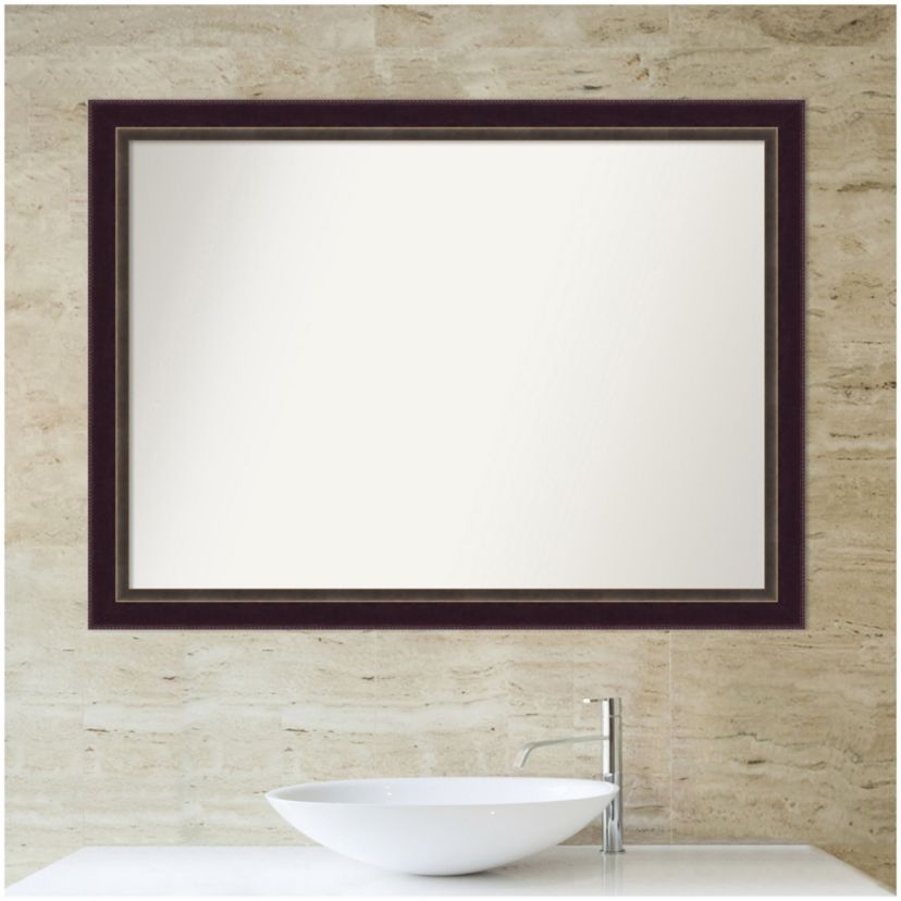 Signore Bronze Non-Beveled Wood Framed Bathroom Wall Mirror