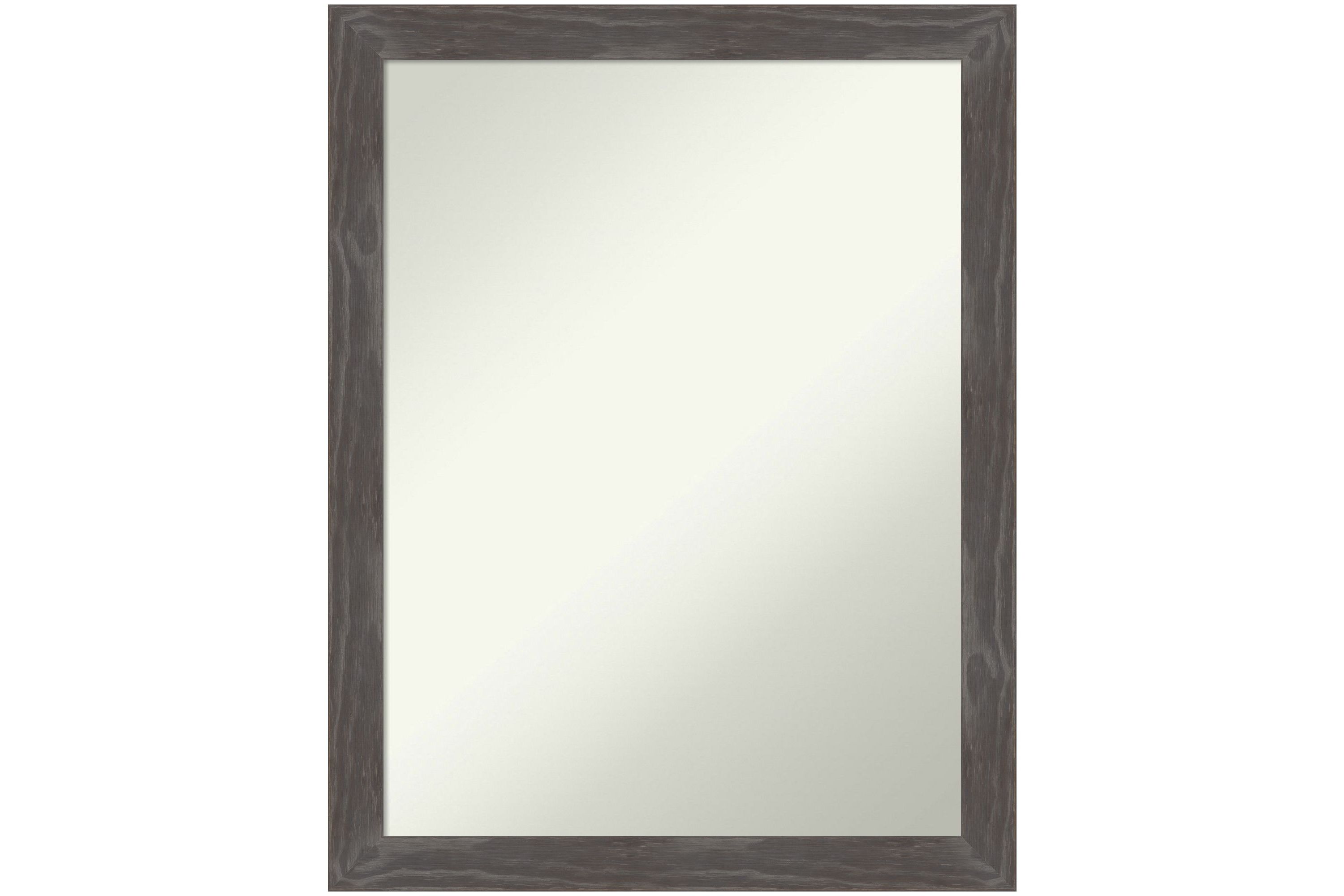Woodridge Rustic Grey Non-Beveled Wood Framed Bathroom Wall Mirror