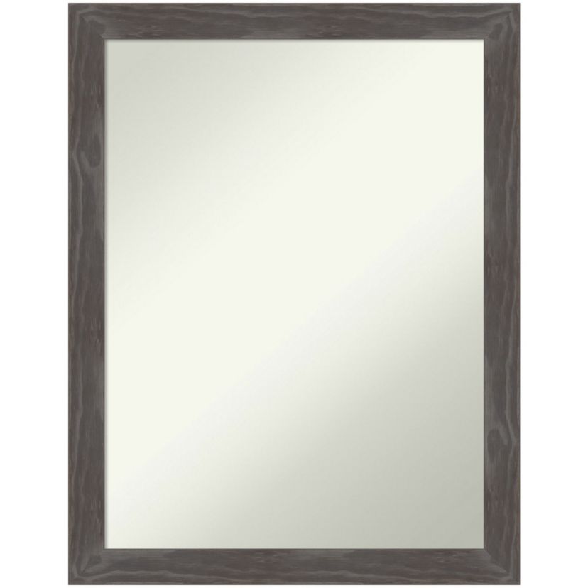 Woodridge Rustic Grey Non-Beveled Wood Framed Bathroom Wall Mirror