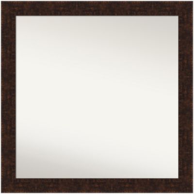 Amanti Art William Mottled Bronze Narrow Non-Beveled Framed Bathroom Wall Mirror, Large