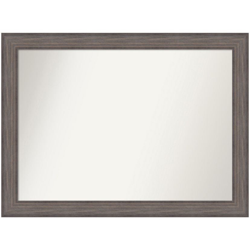 Country Barnwood Non-Beveled Wood Framed Bathroom Wall Mirror