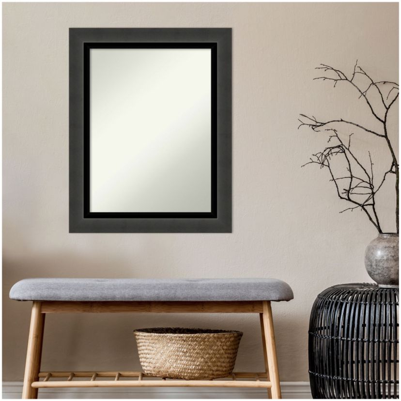Tuxedo Black Non-Beveled Framed Bathroom Wall Mirror