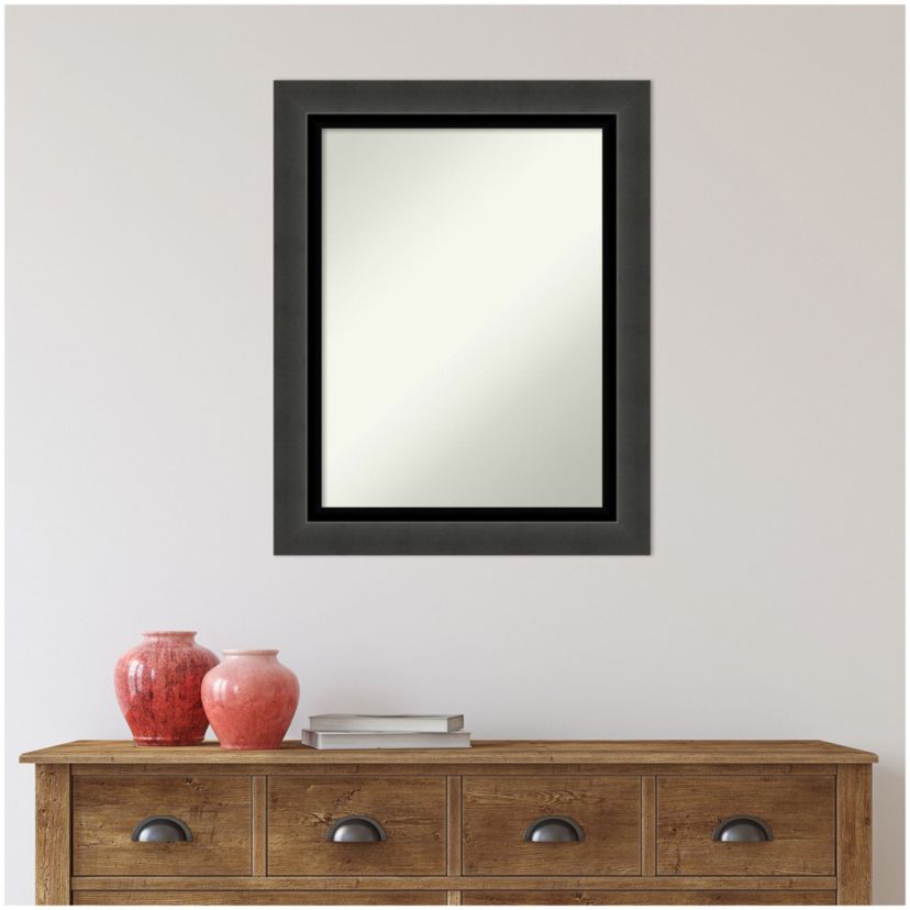 Tuxedo Black Non-Beveled Framed Bathroom Wall Mirror