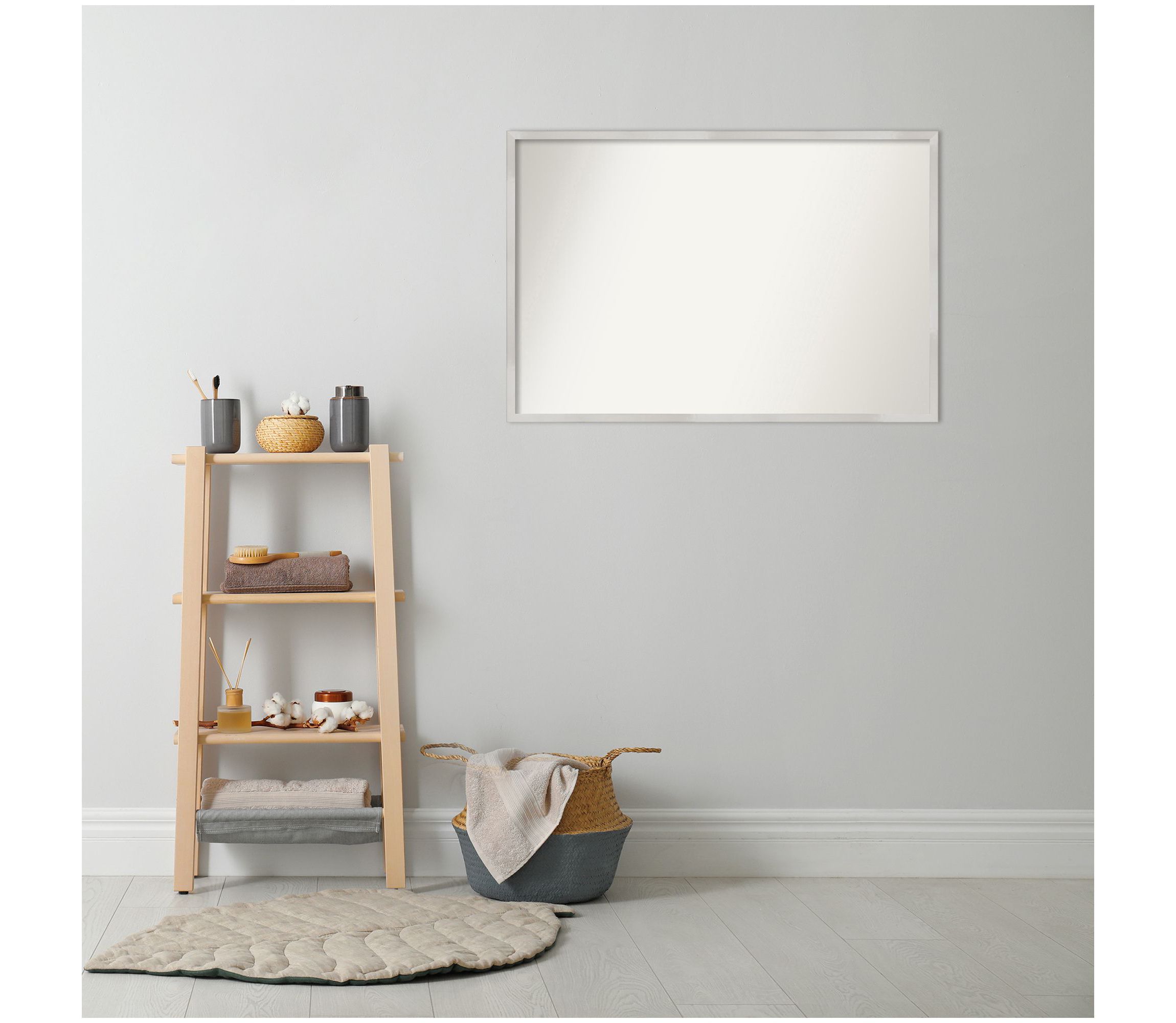 Svelte Silver Non-Beveled Wood Framed Bathroom Wall Mirror