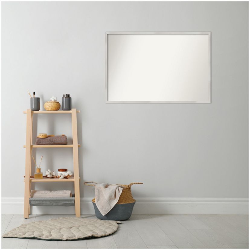Svelte Silver Non-Beveled Wood Framed Bathroom Wall Mirror