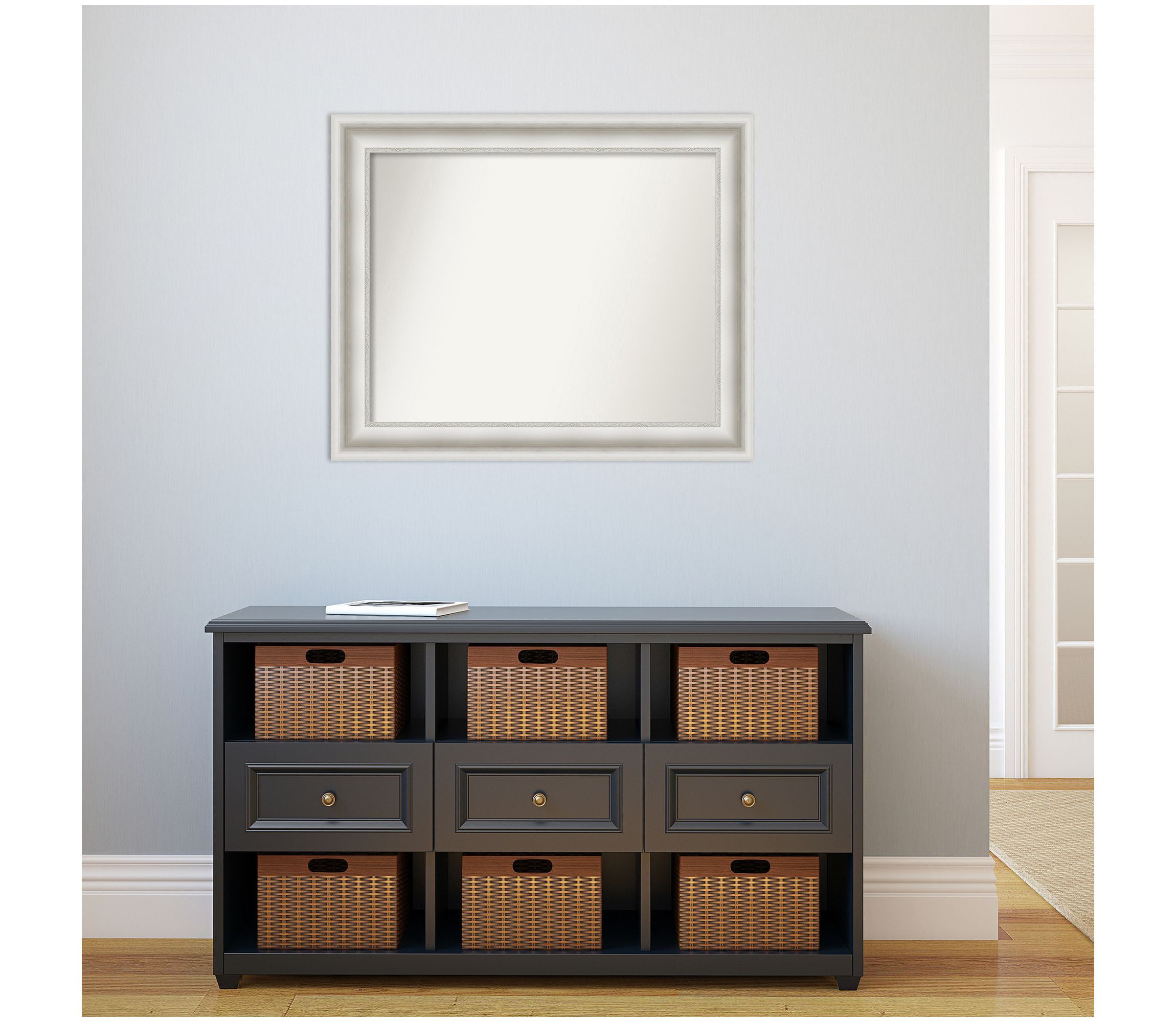 Parlor White Non-Beveled Framed Bathroom Wall Mirror