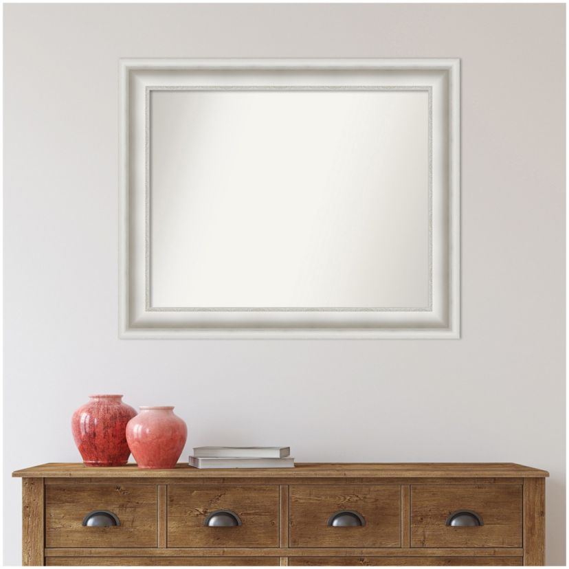 Parlor White Non-Beveled Framed Bathroom Wall Mirror