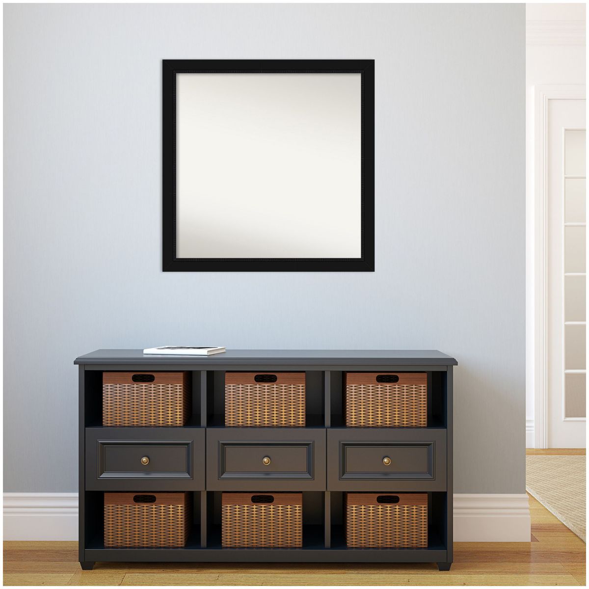 Avon Black Non-Beveled Framed Bathroom Wall Mirror