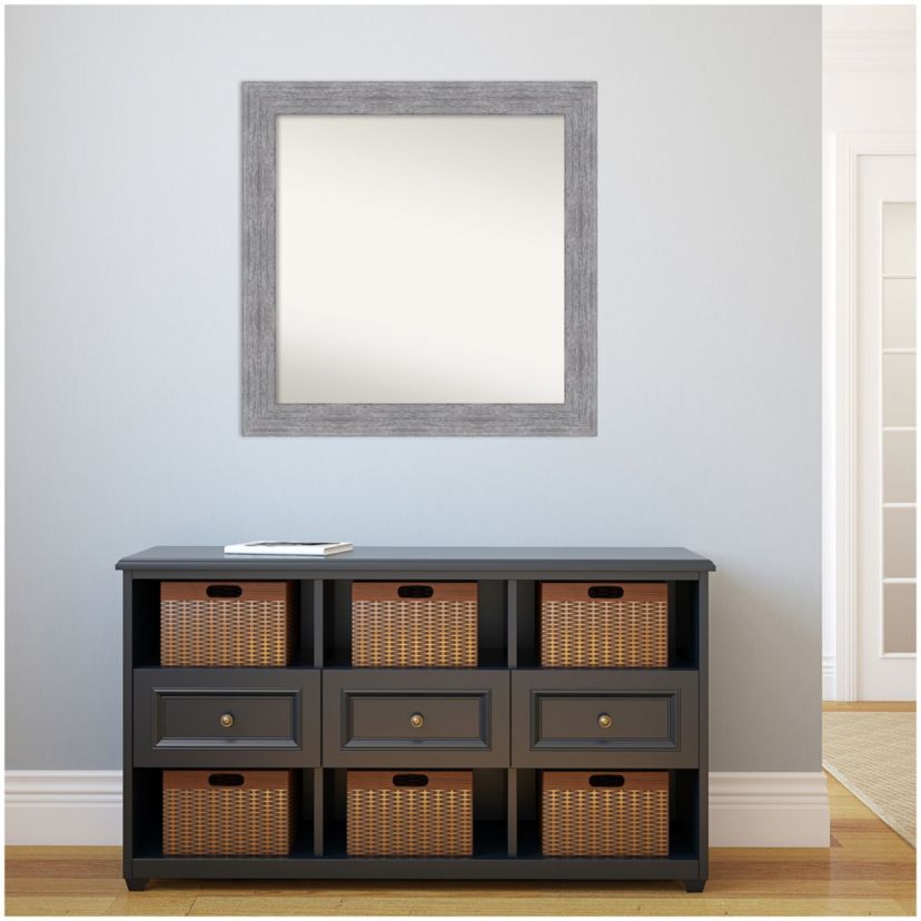 Bark Rustic Grey Non-Beveled Framed Bathroom Wall Mirror