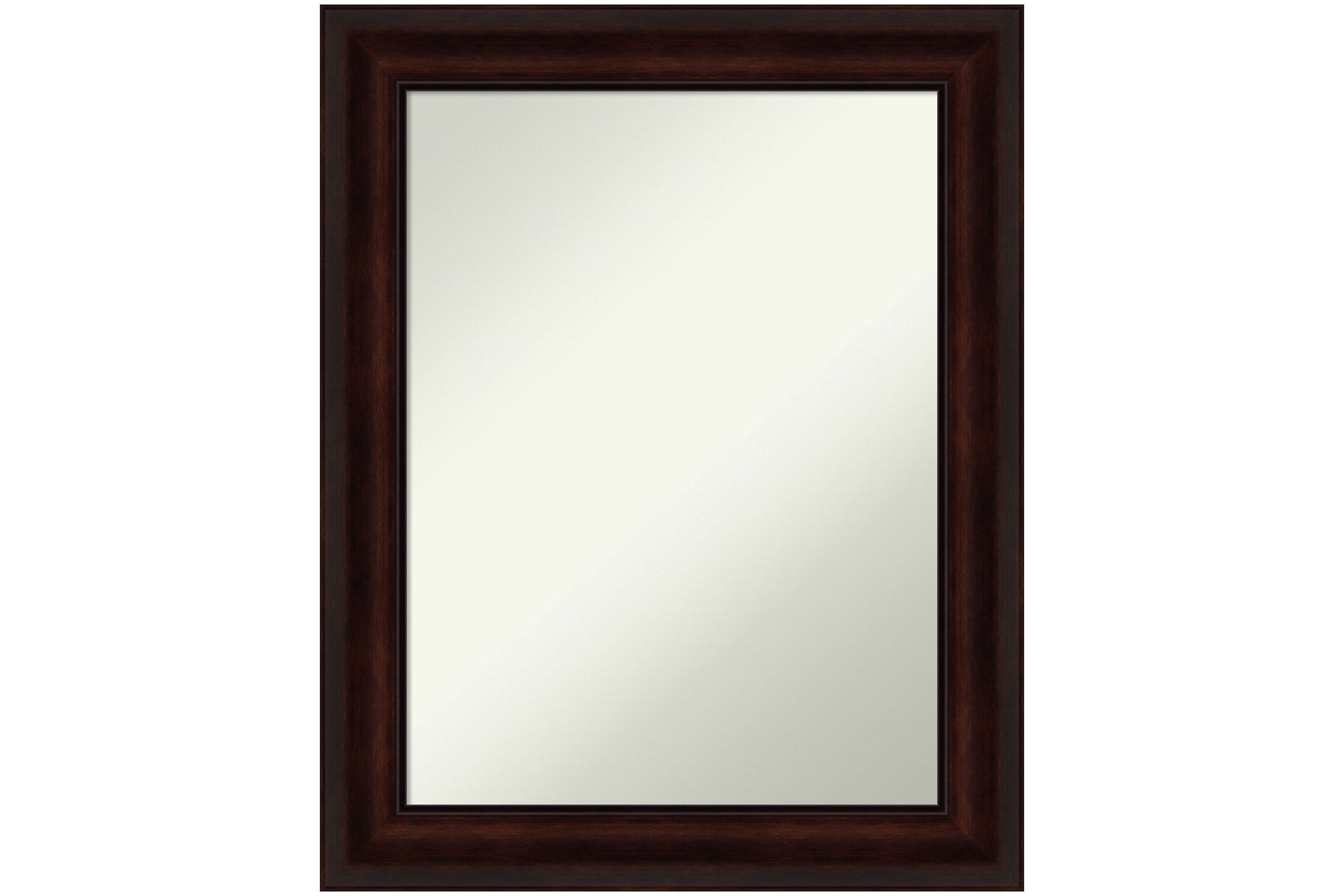 Coffee Bean Brown Non-Beveled Framed Bathroom Wall Mirror