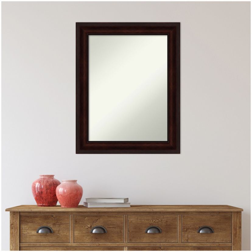 Coffee Bean Brown Non-Beveled Framed Bathroom Wall Mirror