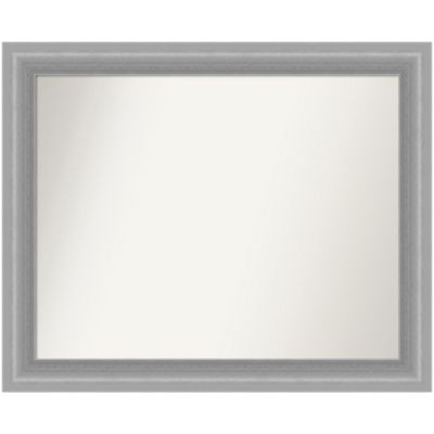 Amanti Art Peak Polished Nickel Narrow Non-Beveled Framed Bathroom Wall Mirror, Silver, Large