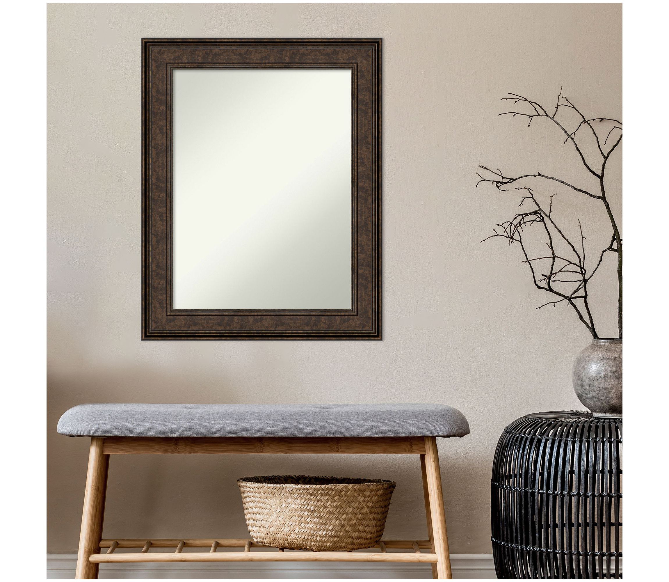Ridge Bronze Non-Beveled Framed Bathroom Wall Mirror