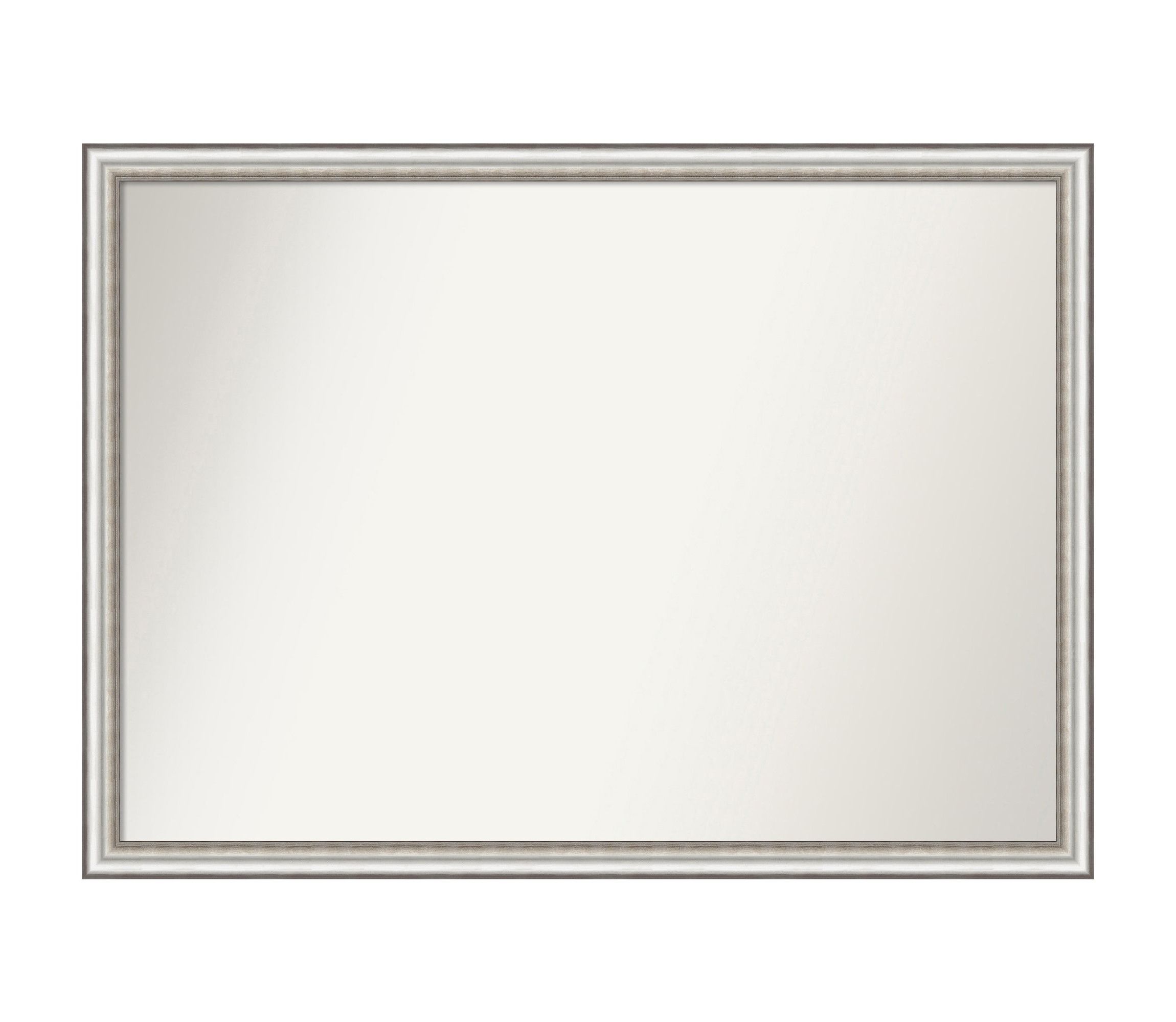 Salon Silver Narrow Non-Beveled Framed Bathroom Wall Mirror