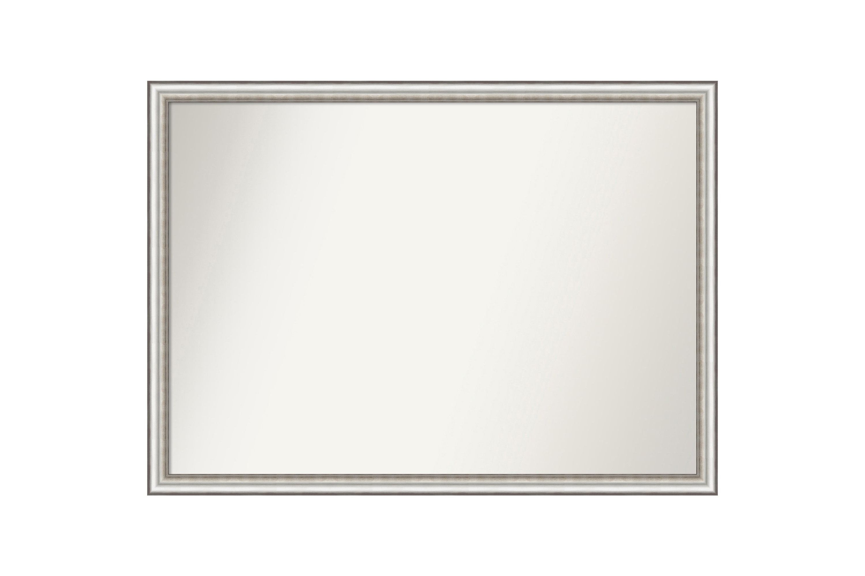 Salon Silver Narrow Non-Beveled Framed Bathroom Wall Mirror