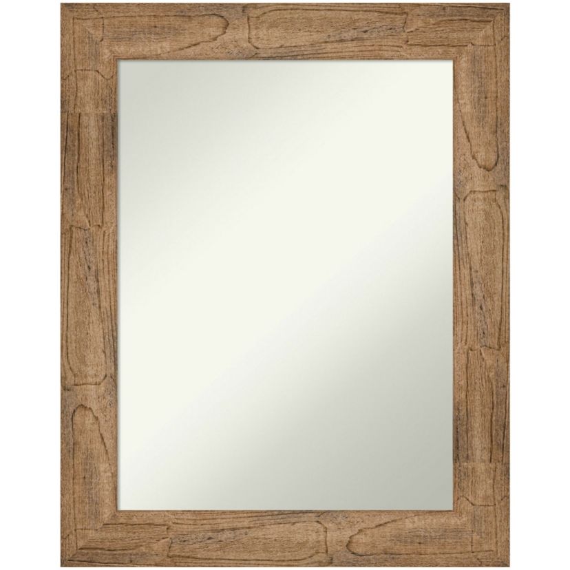 Owl Brown Non-Beveled Wood Framed Bathroom Wall Mirror