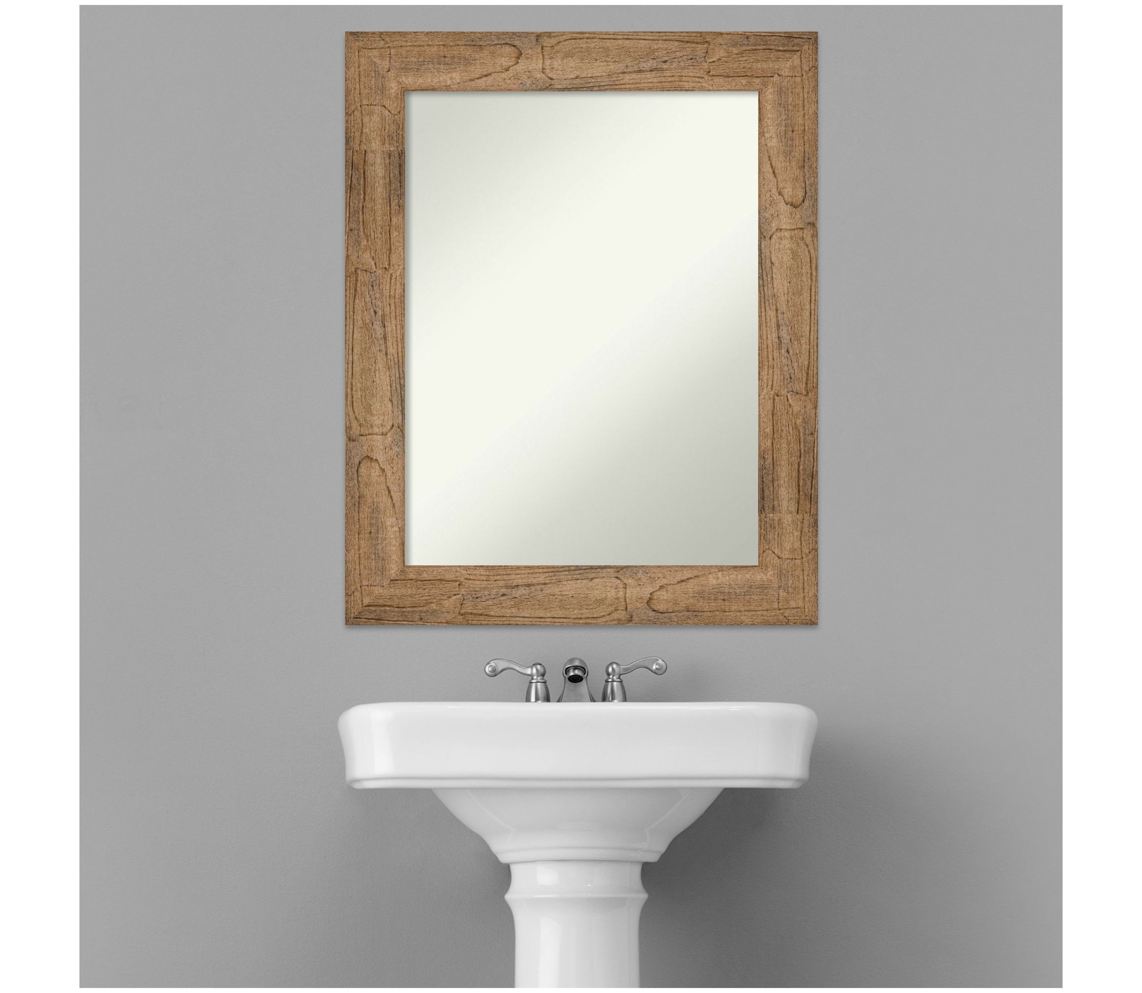 Owl Brown Non-Beveled Wood Framed Bathroom Wall Mirror