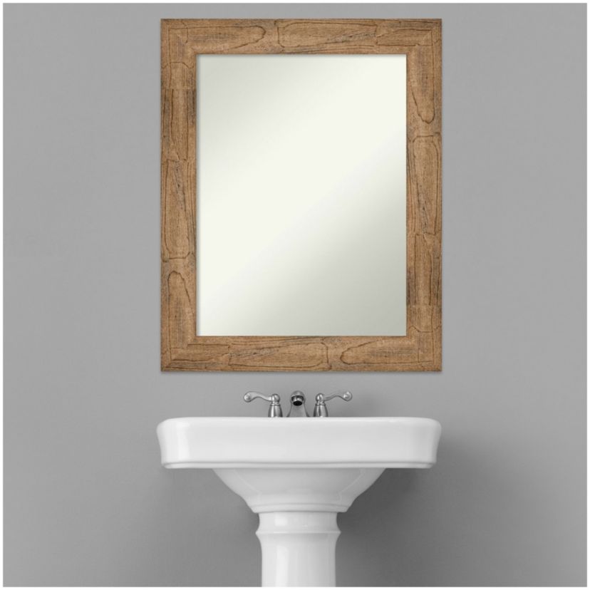 Owl Brown Non-Beveled Wood Framed Bathroom Wall Mirror
