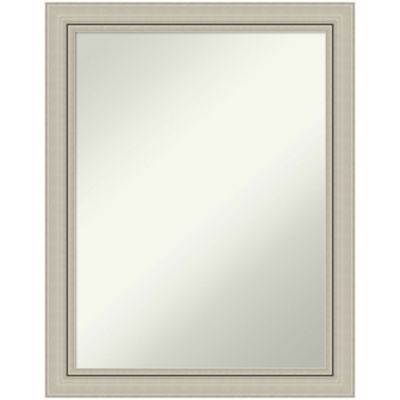 Amanti Art Romano Silver Narrow Non-Beveled Wood Framed Bathroom Wall Mirror, Large