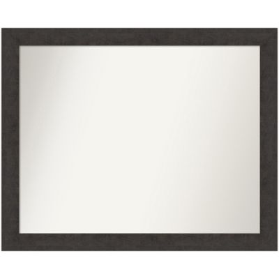 Amanti Art Rustic Plank Espresso Narrow Non-Beveled Framed Bathroom Wall Mirror, Brown, Small -  0195468690549