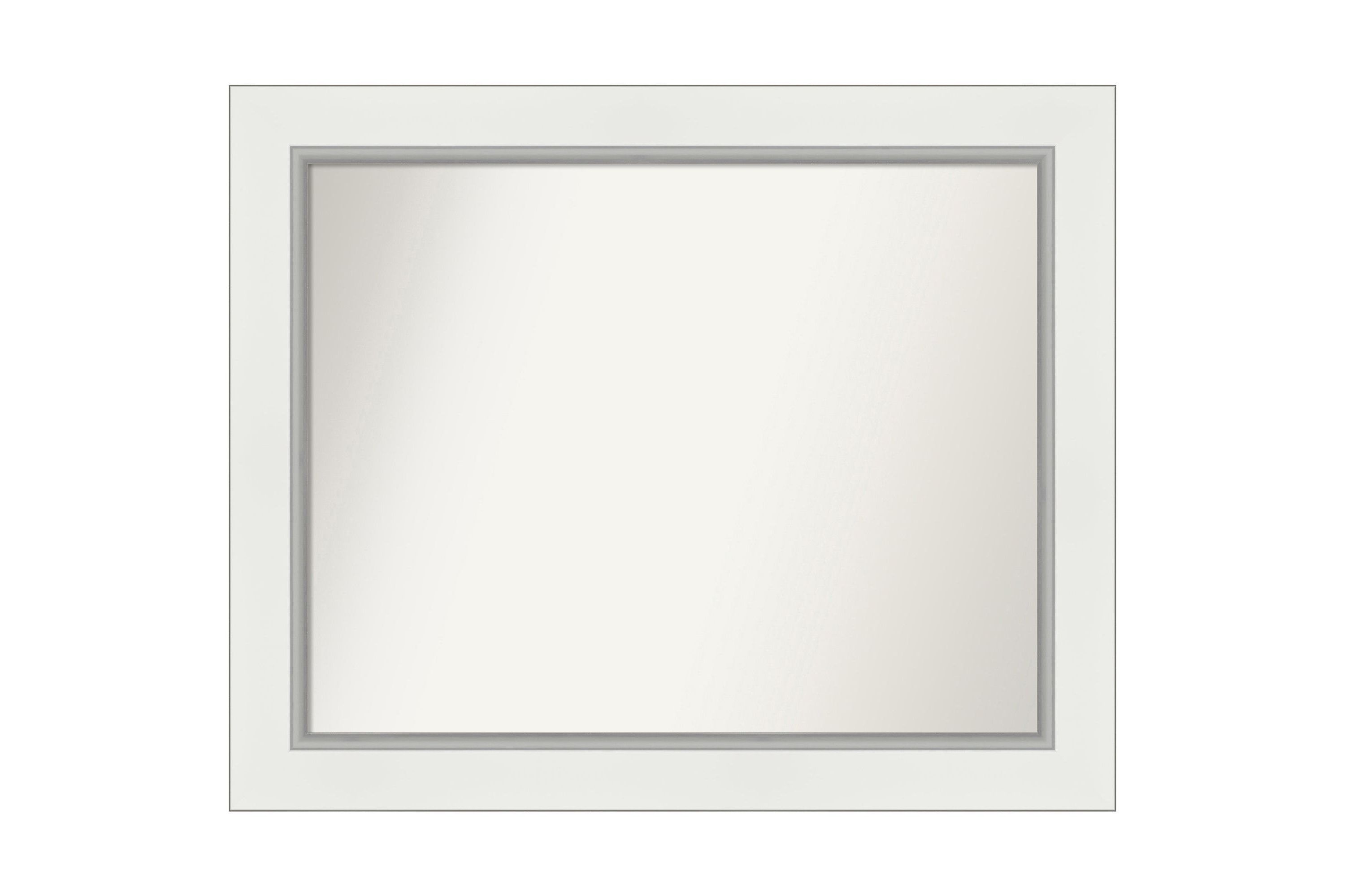Eva White Silver Non-Beveled Framed Bathroom Wall Mirror