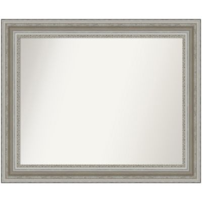 Amanti Art Parlor Silver Non-Beveled Framed Bathroom Wall Mirror, Large