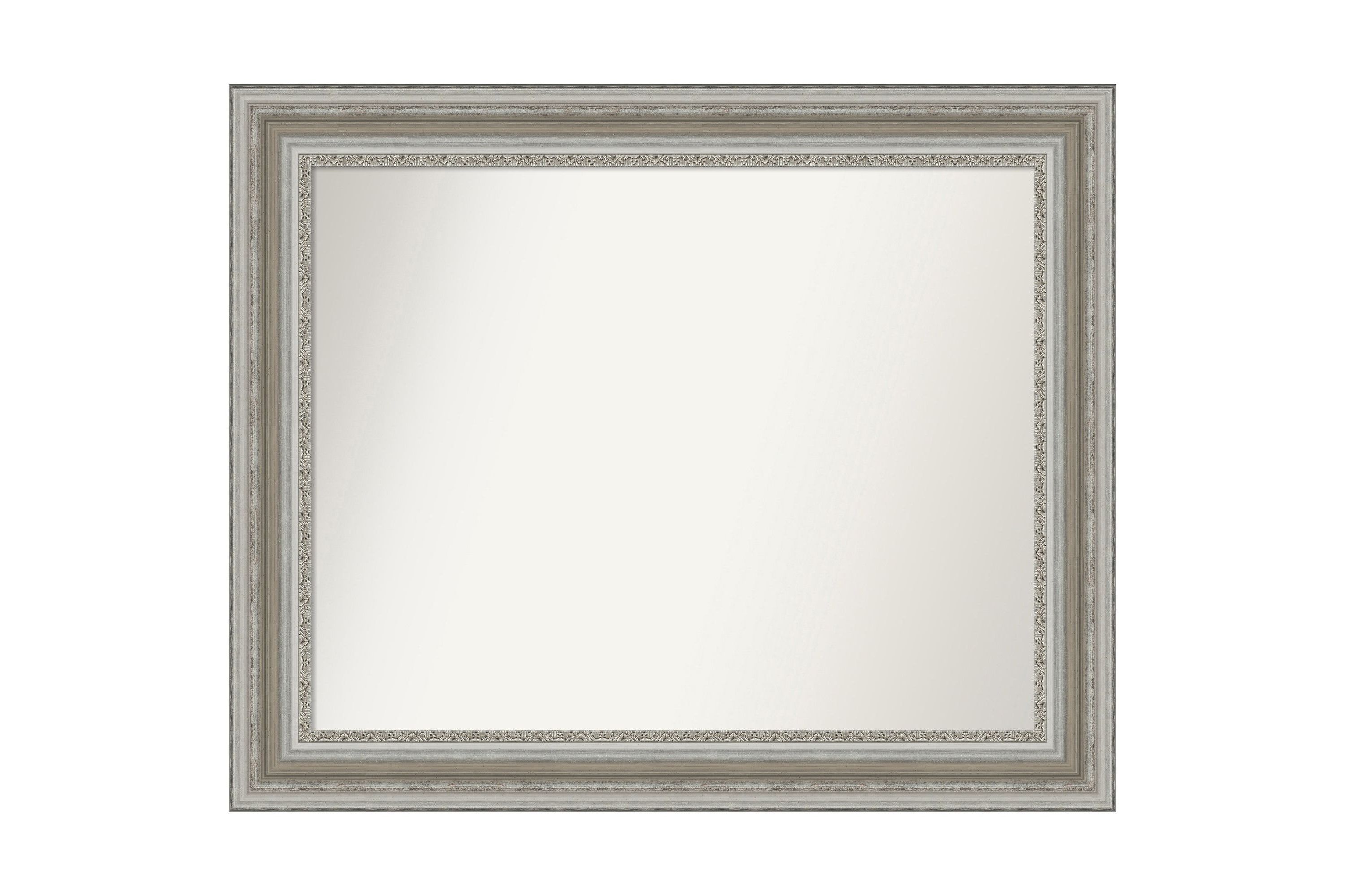 Parlor Silver Non-Beveled Framed Bathroom Wall Mirror