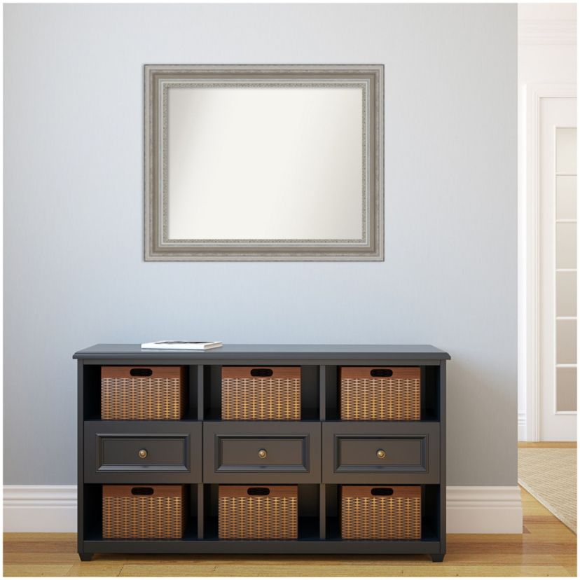 Parlor Silver Non-Beveled Framed Bathroom Wall Mirror