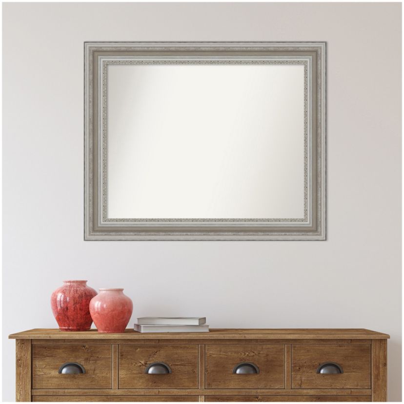 Parlor Silver Non-Beveled Framed Bathroom Wall Mirror