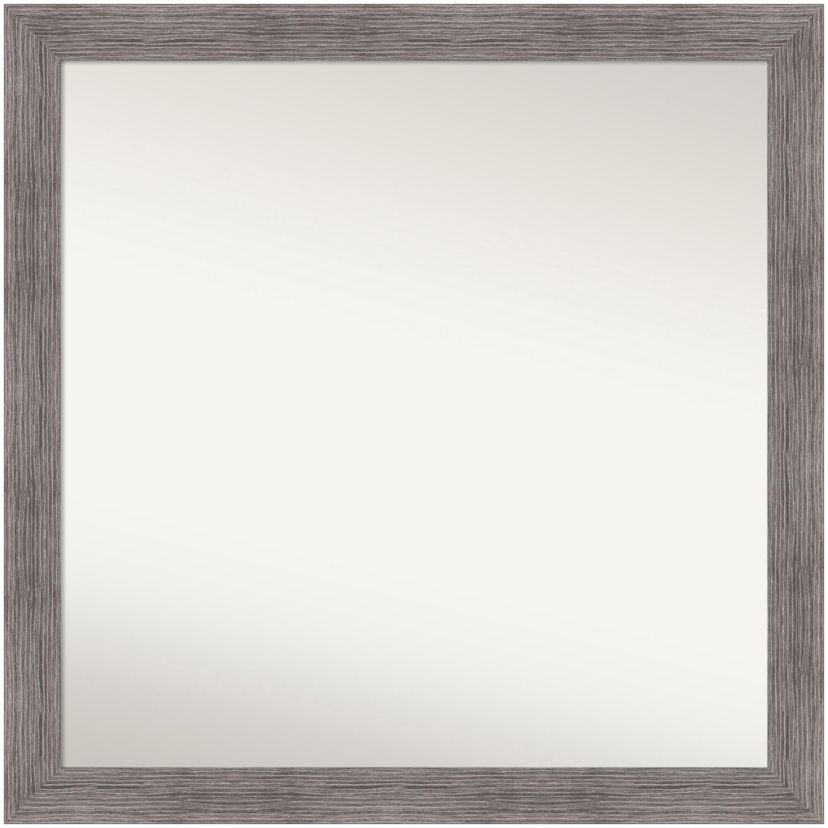 Pinstripe Plank Grey Narrow Non-Beveled Framed Bathroom Wall Mirror