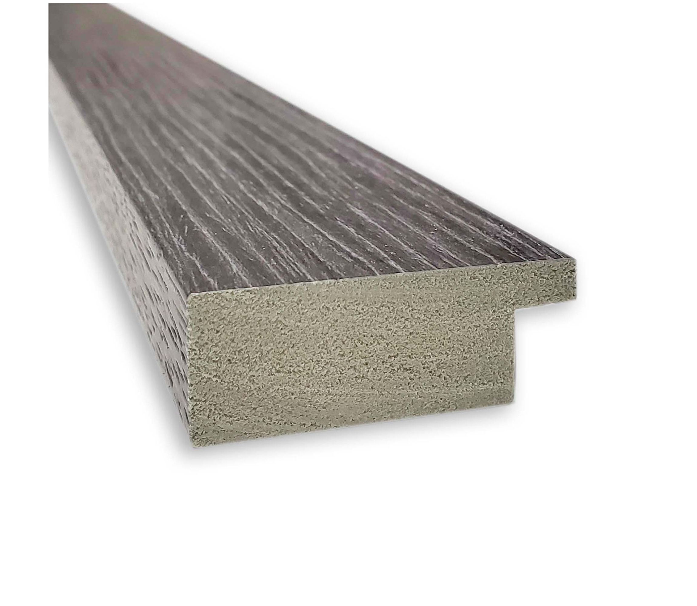 Pinstripe Plank Grey Narrow Non-Beveled Framed Bathroom Wall Mirror