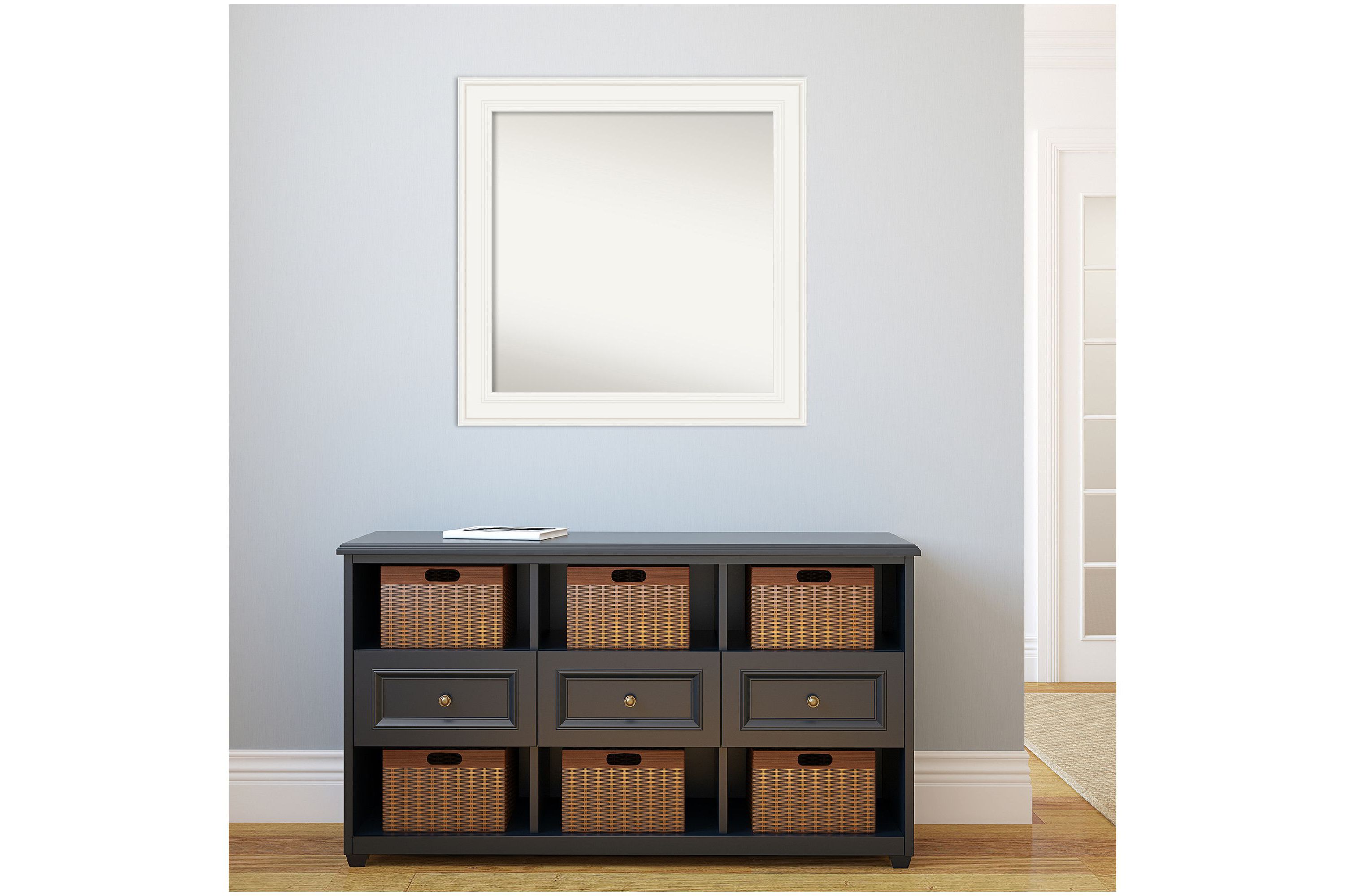 Ridge White Non-Beveled Framed Bathroom Wall Mirror