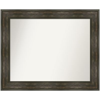 Amanti Art Rail Rustic Char Non-Beveled Framed Bathroom Wall Mirror, Brown, Large