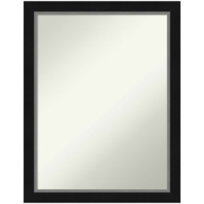 Amanti Art Eva Black Silver Narrow Non-Beveled Framed Bathroom Wall Mirror, Large