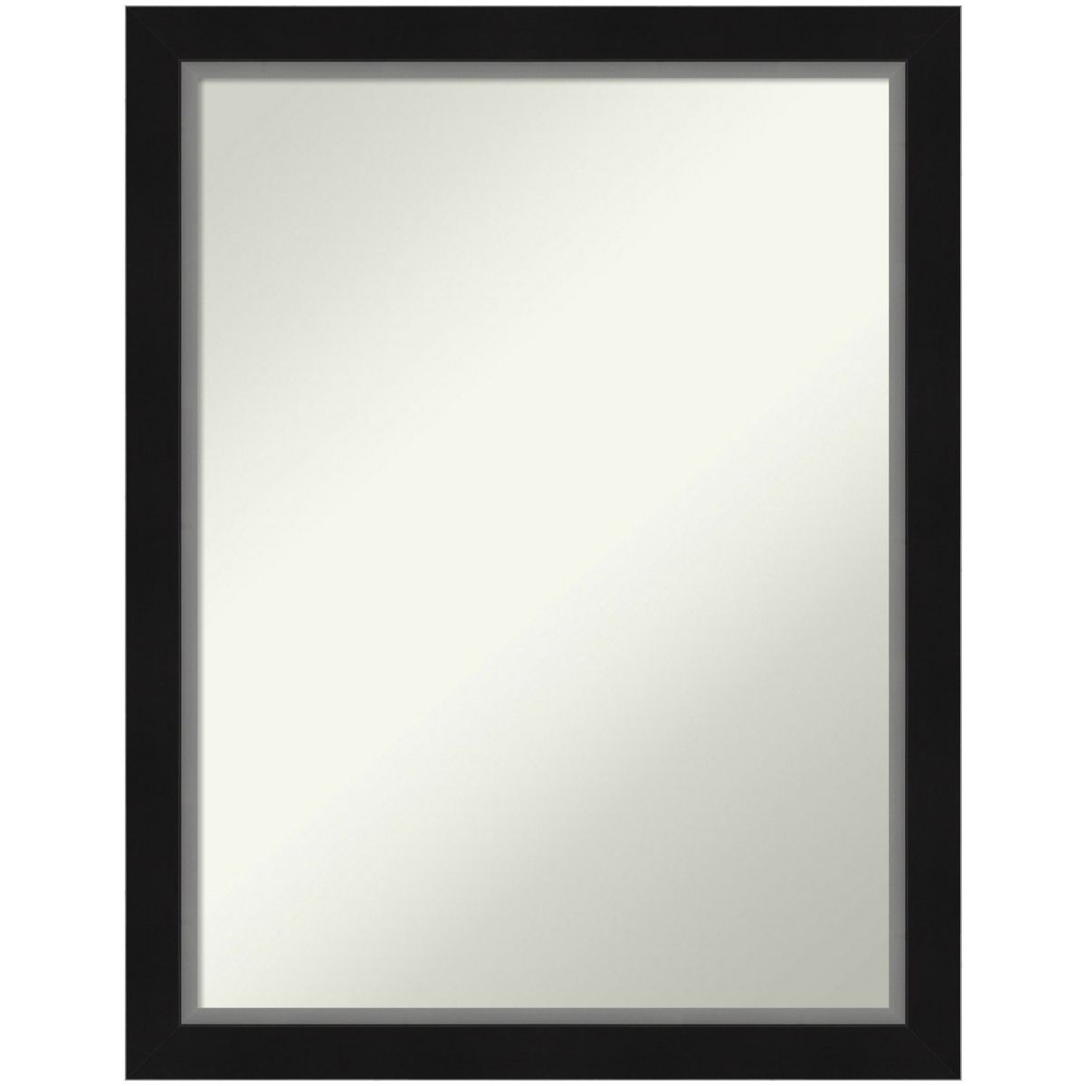 Eva Black Silver Narrow Non-Beveled Framed Bathroom Wall Mirror