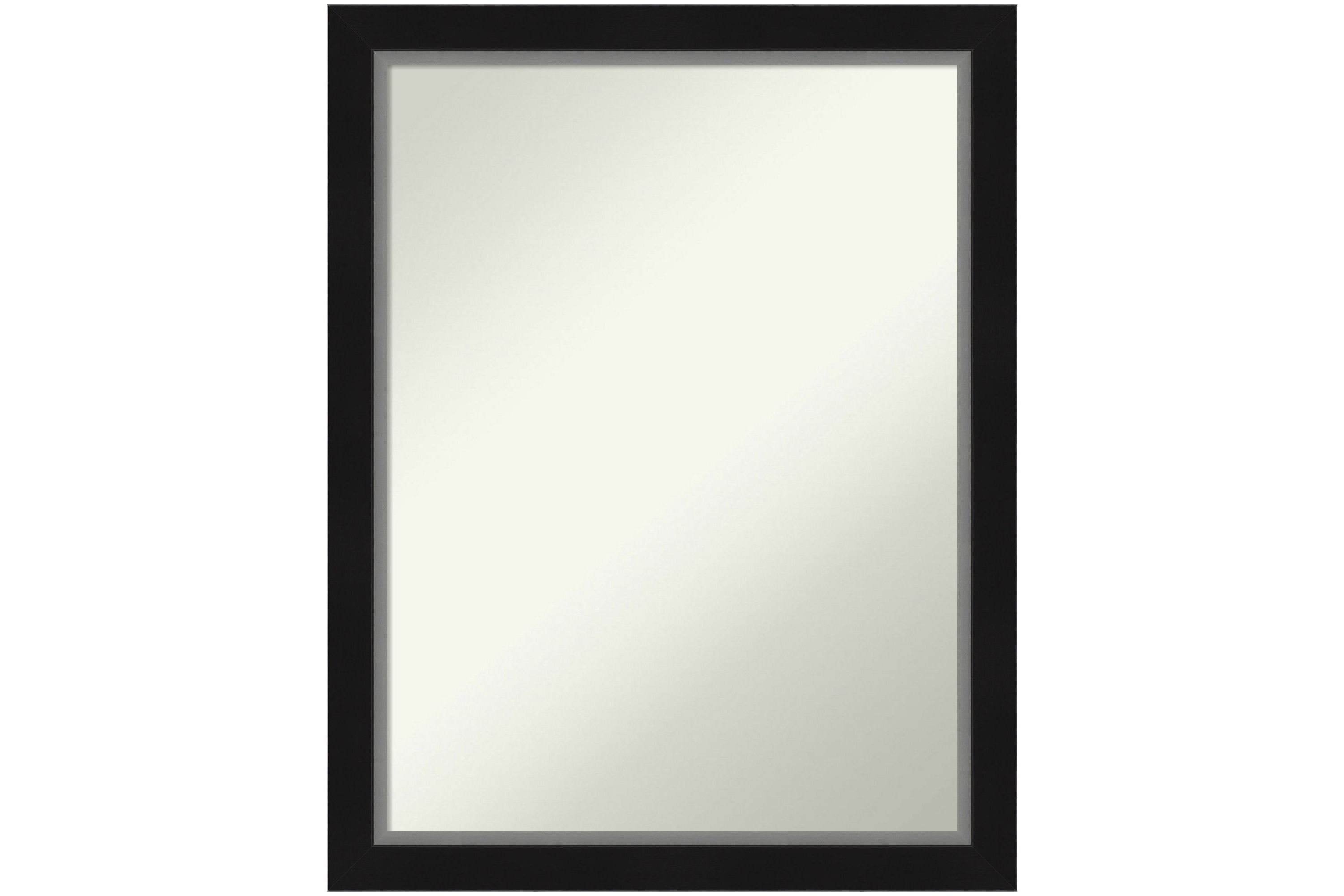 Eva Black Silver Narrow Non-Beveled Framed Bathroom Wall Mirror