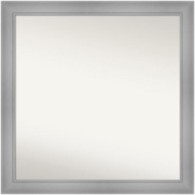 Amanti Art Flair Polished Nickel Non-Beveled Framed Bathroom Wall Mirror, Silver, Large