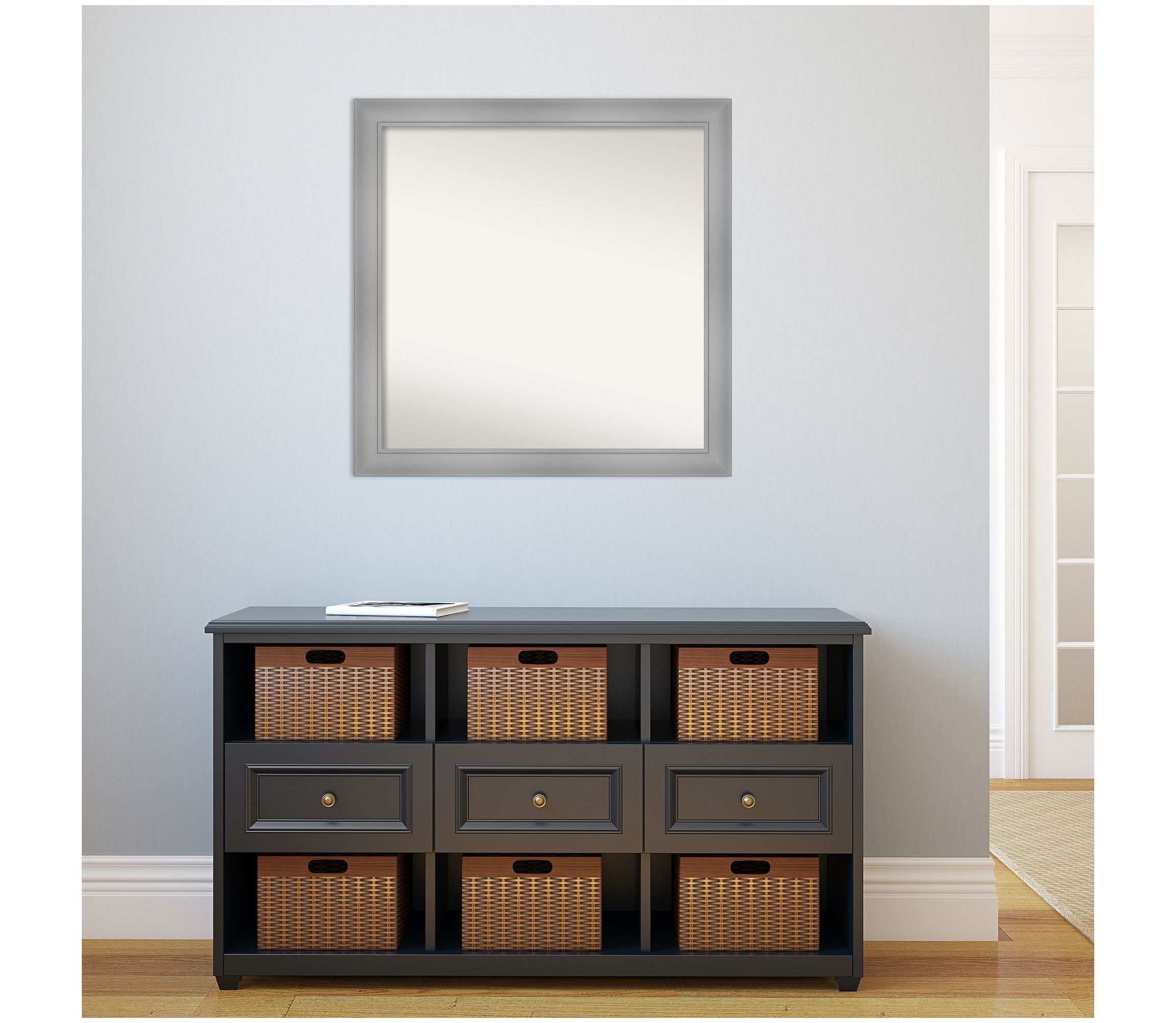 Flair Polished Nickel Non-Beveled Framed Bathroom Wall Mirror