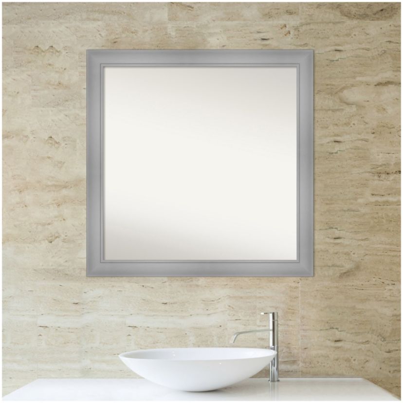 Flair Polished Nickel Non-Beveled Framed Bathroom Wall Mirror