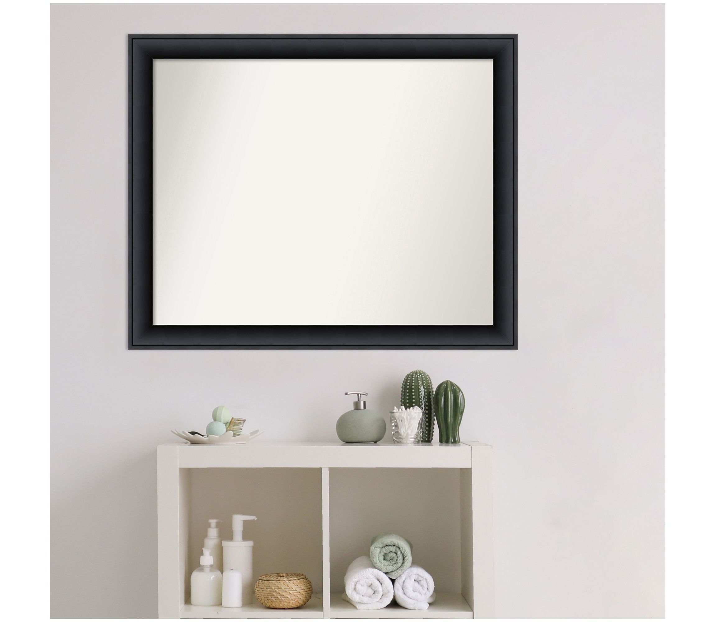 Nero Black Non-Beveled Wood Framed Bathroom Wall Mirror