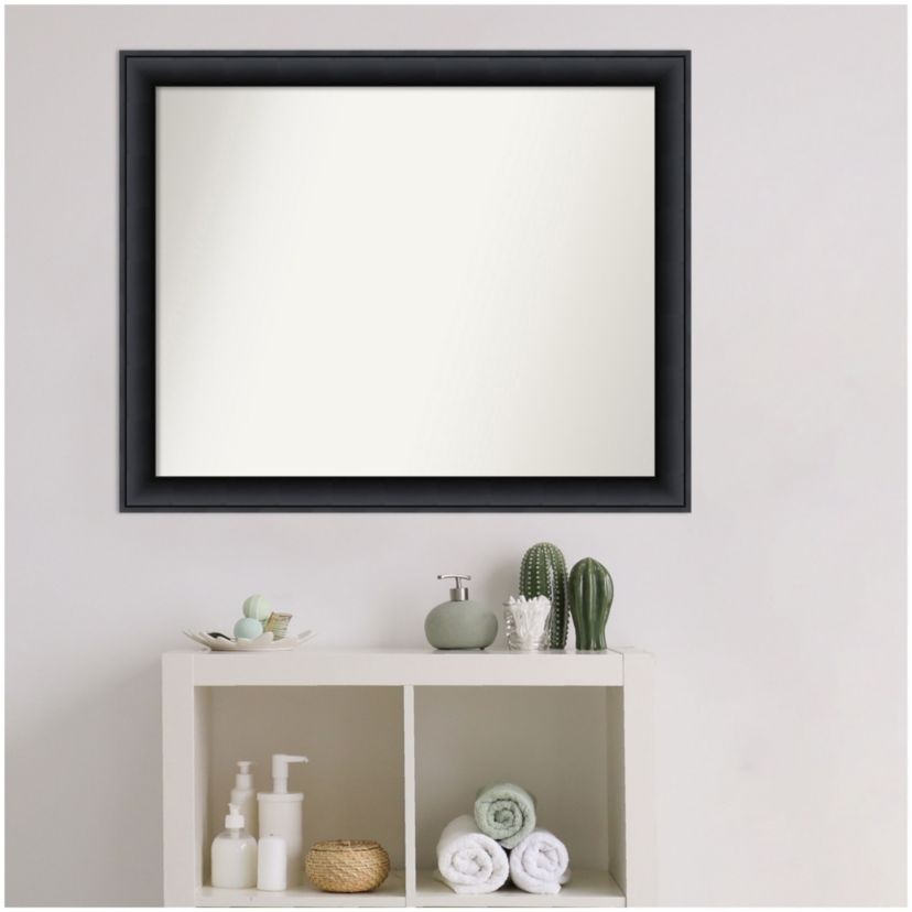 Nero Black Non-Beveled Wood Framed Bathroom Wall Mirror