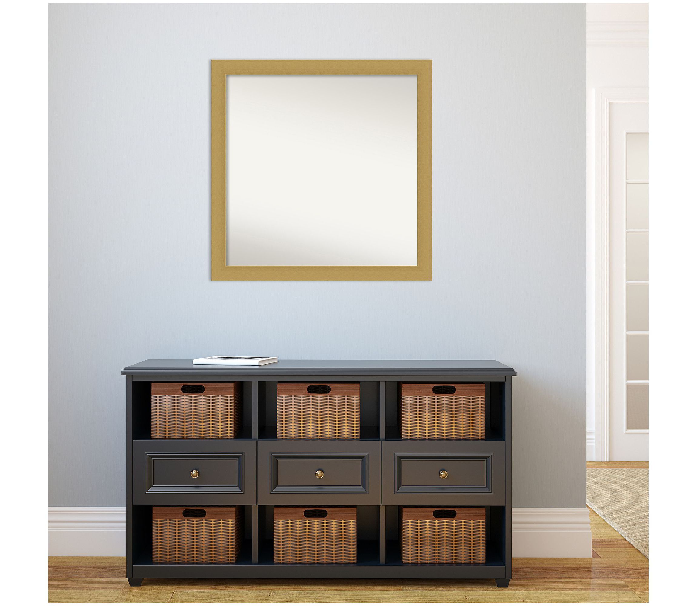 Grace Brushed Gold Non-Beveled Framed Bathroom Wall Mirror