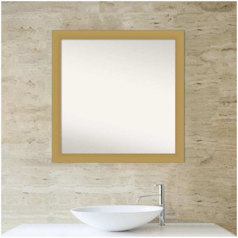 Grace Brushed Gold Non-Beveled Framed Bathroom Wall Mirror