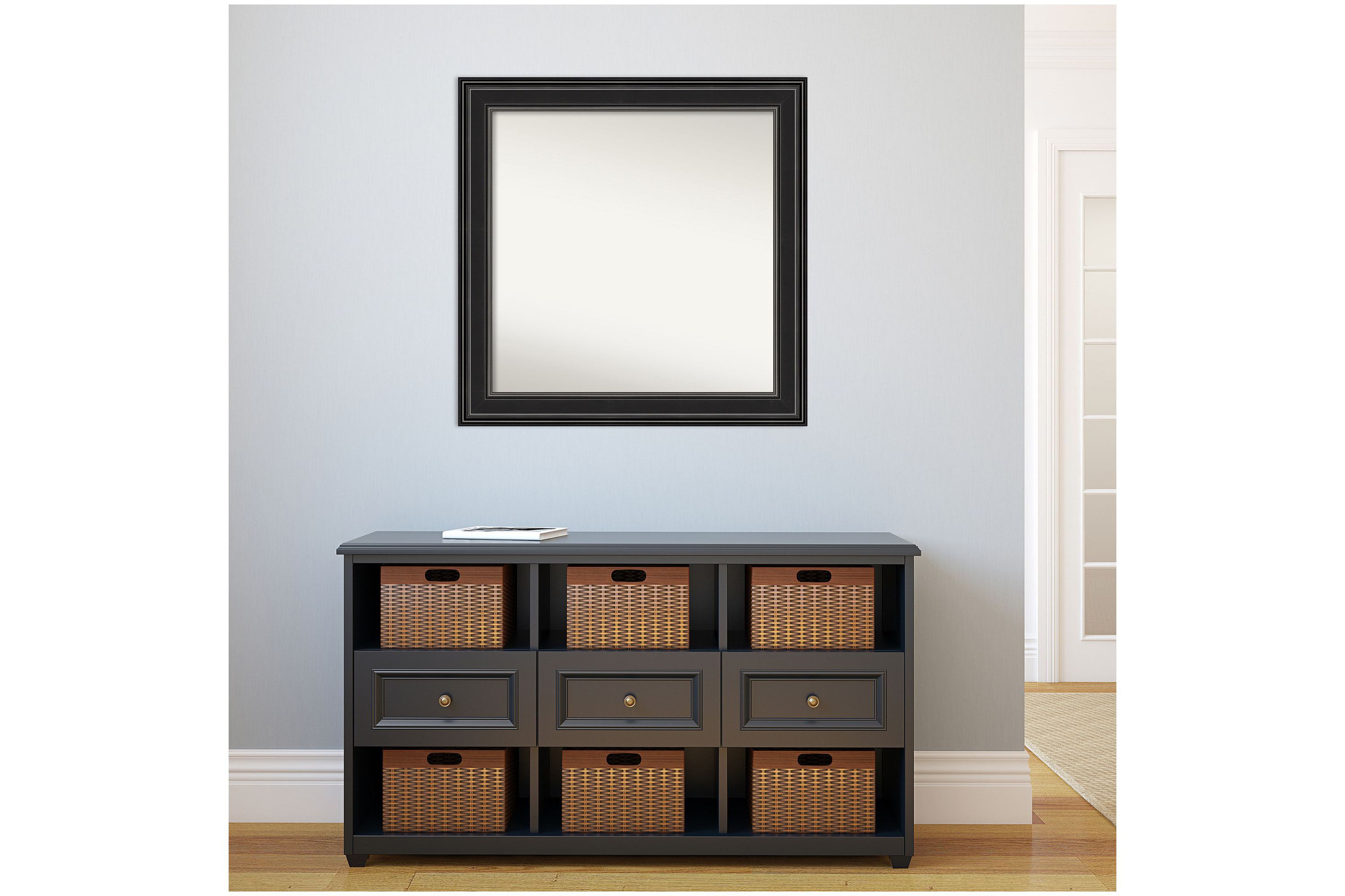Ridge Black Non-Beveled Framed Bathroom Wall Mirror
