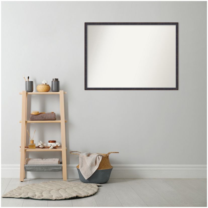 Dark Bronze Scoop Non-Beveled Wood Framed Bathroom Wall Mirror