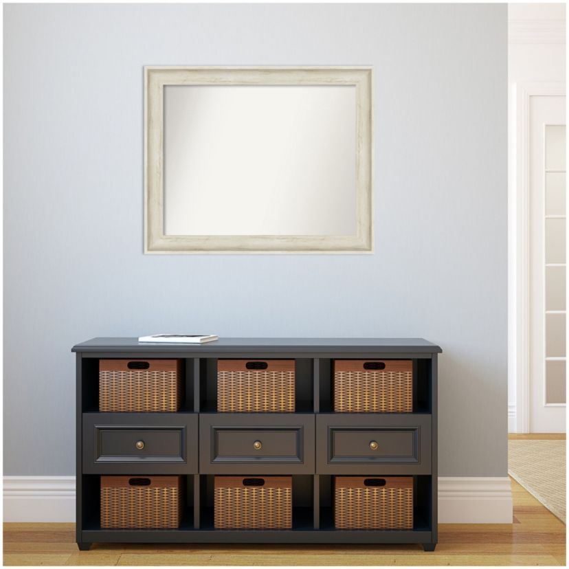 Regal Birch Cream Non-Beveled Framed Bathroom Wall Mirror