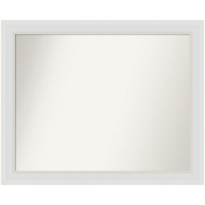 Amanti Art Flair Soft White Narrow Non-Beveled Framed Bathroom Wall Mirror, Large