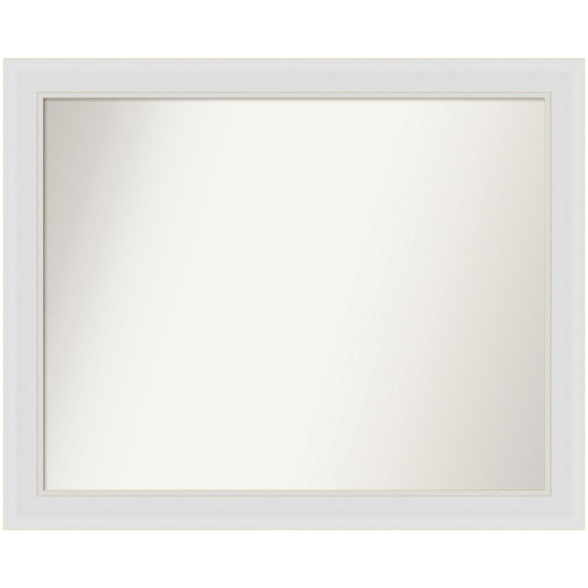 Flair Soft White Narrow Non-Beveled Framed Bathroom Wall Mirror