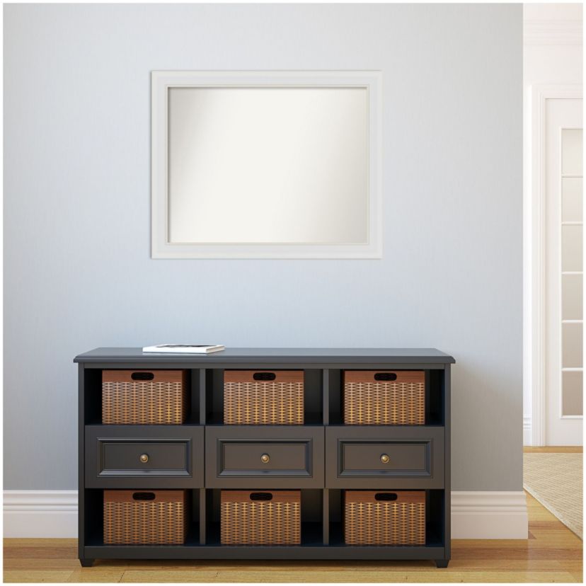 Flair Soft White Narrow Non-Beveled Framed Bathroom Wall Mirror